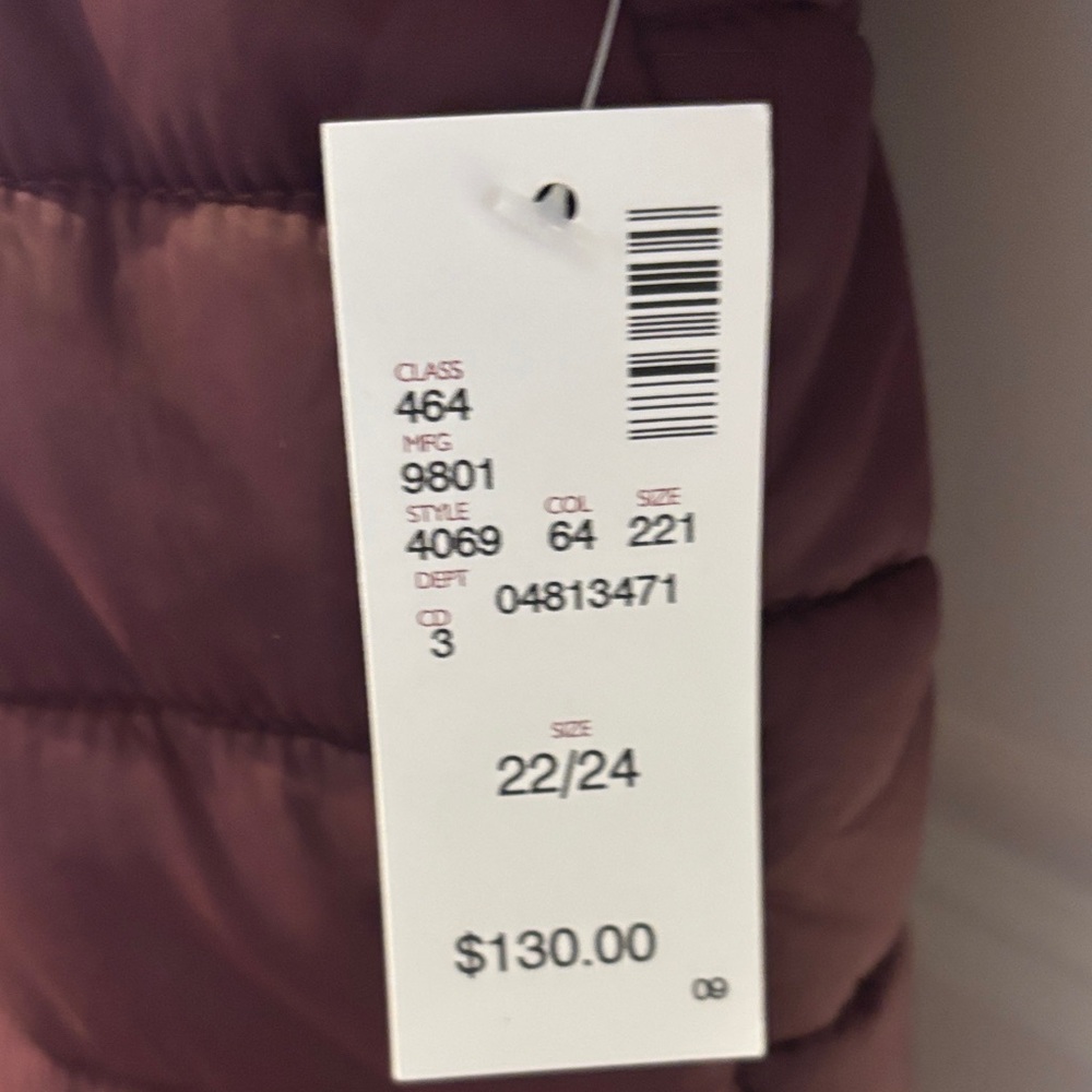 Plus Size Reversable Avenue Maroon Puffer Jacket - Picture 8 of 9
